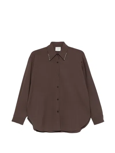 Alysi Embellished-collar Shirt In Brown