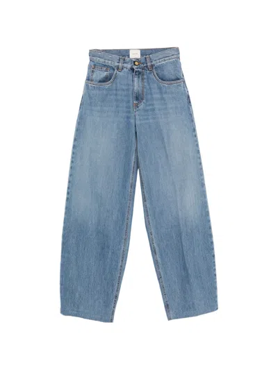 Alysi Faded Wide-leg Jeans In Blue