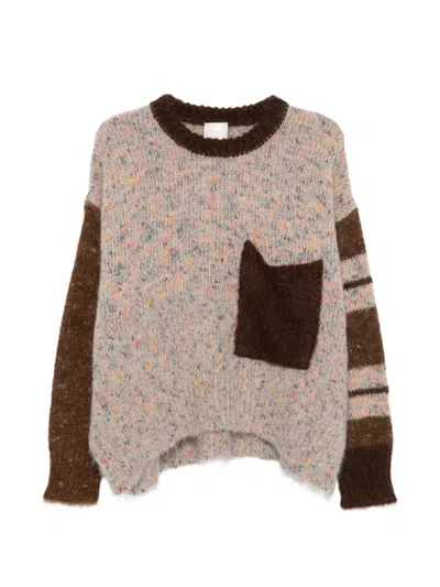 Alysi Fantasy Wool Contrasti Sweater In Brown