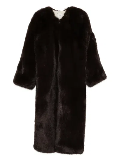Alysi Faux Fur Coat In Brown