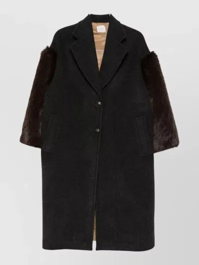 Alysi Faux Fur Panelled Fitted Jacket In Brown
