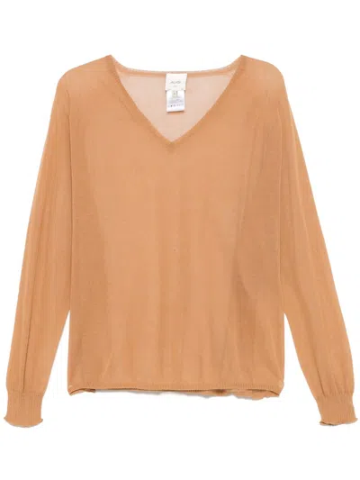 Alysi Fine-knit Sweater In Brown