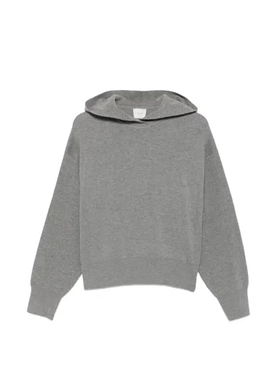 Alysi Fine-knit Drop-shoulder Hoodie In Gray