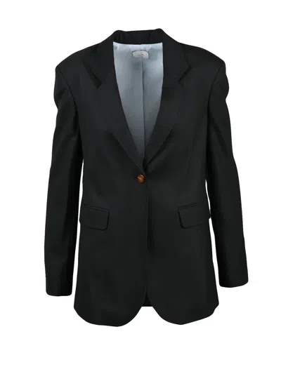Alysi Fitted Black Blazer With Tailored Silhouette And Notched Lapels