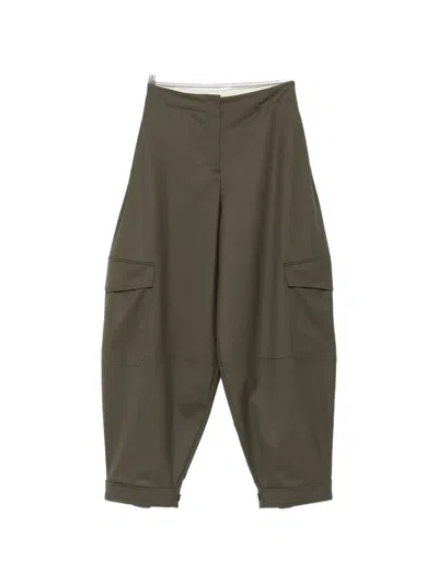 Alysi Flap-pocket Cropped Trousers In Green