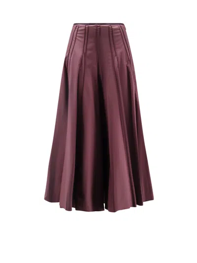 Alysi Flared Cotton Skirt In Brown