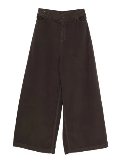 Alysi Flared Leg Trousers In Brown