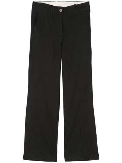 Alysi Flared Linen Cropped Trousers In Negro