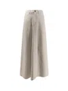 Alysi Flared Linen Skirt In Gray