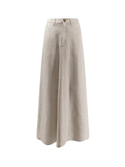 Alysi Flared Linen Skirt In Neutral