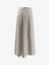 Alysi Flared Linen Skirt In Neutral