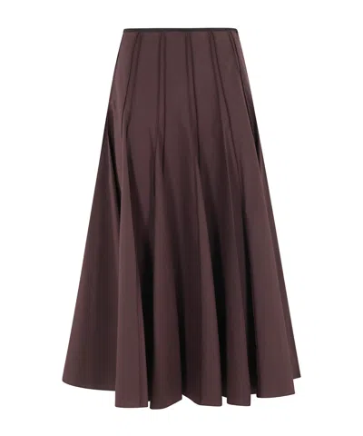 Alysi Flared Midi Skirt In Brown