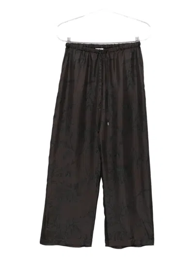 Alysi Floral-pattern Drawstring Trousers In Black