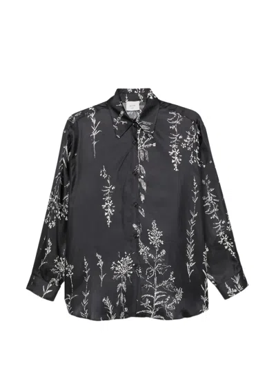 Alysi Floral-print Silk Shirt In Black