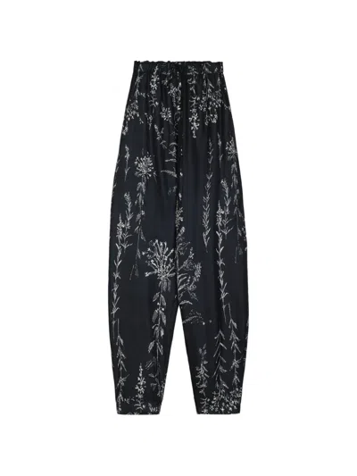 Alysi Floral-print Trousers In Black