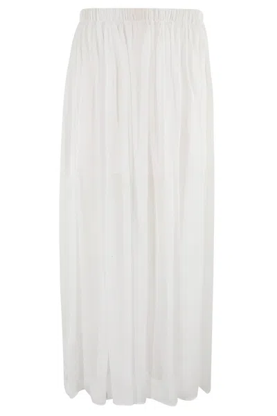 Alysi Flowing Chiffon Skirt With Gathered Waistband In Latte