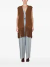 Alysi Fringe-hem Sleeveless Vest In Brown