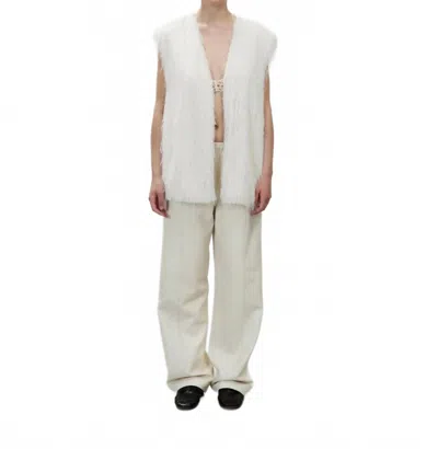 Alysi Fringe Sleeveless Vest In Meringa In White