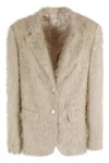 Alysi Fringe Textured Single-breasted Blazer In Neutral