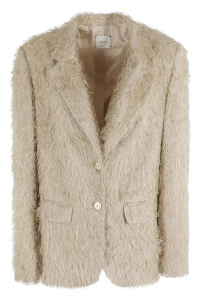 ALYSI FRINGE TEXTURED SINGLE-BREASTED BLAZER