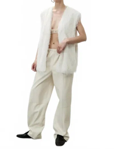 Alysi Fringe V Neck Vest In Meringa In White