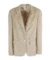 Alysi Fringe Textured Single-breasted Blazer In Neutral