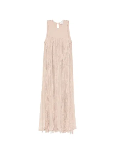 Alysi Fringed Maxi Dress In Neutral