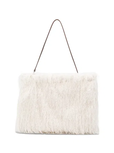 Alysi Fringed Shoulder Bag In White