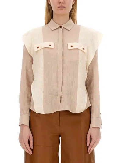 Alysi Two-tone Cotton Shirt In Neutral