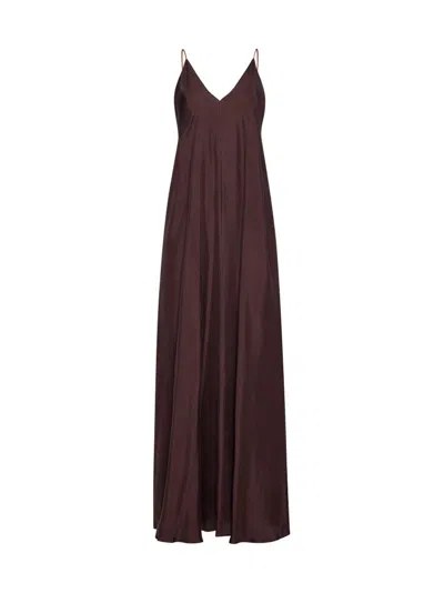 Alysi Gathered Back Slip Dress In Brown