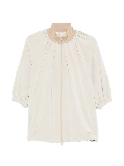 Alysi Gathered High-neck Jacket In Neutral