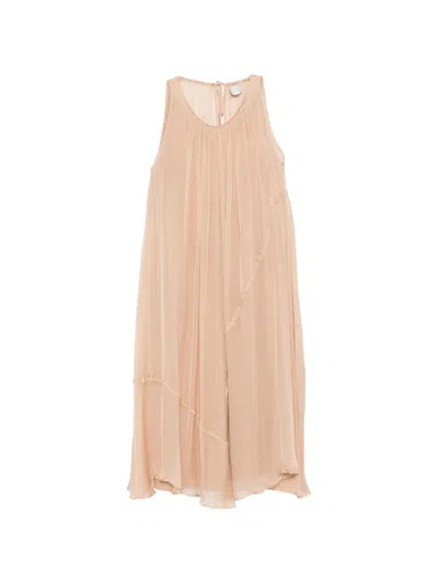 Alysi Gathered Panel Dress In Neutral