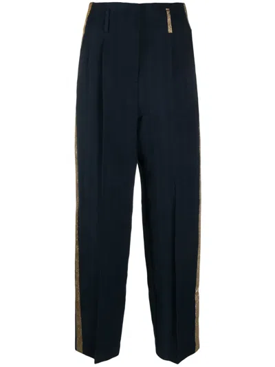Alysi Glitter-detail Straight-leg Trousers In Blue