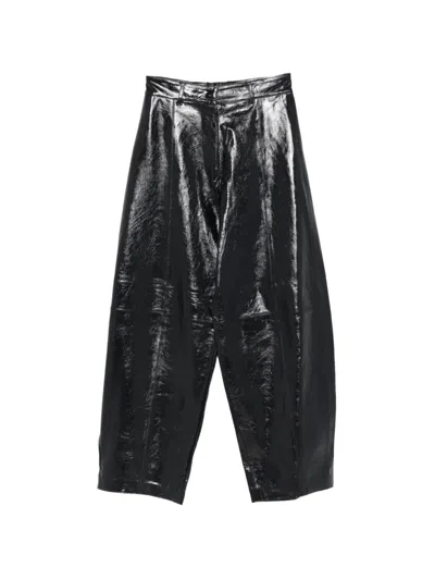 Alysi Glossy Panelled Trousers In Black
