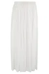 Alysi Flowing Chiffon Skirt With Gathered Waistband In Latte