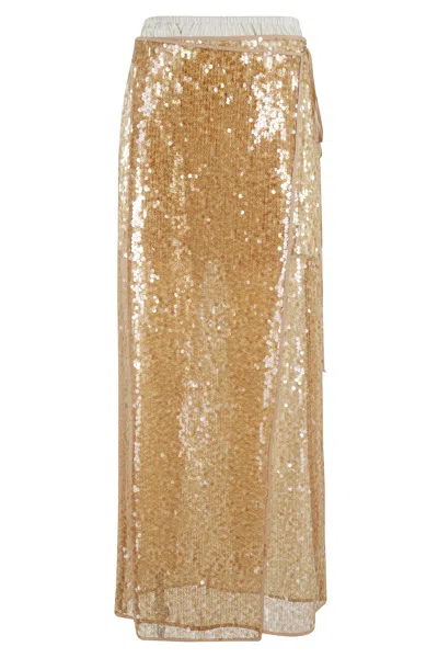 Alysi Gonna Lace Pailletes Portafoglio In Gold