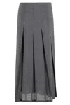 Alysi Mid-length Pleated Skirt With Raw Cut Hem In Gray