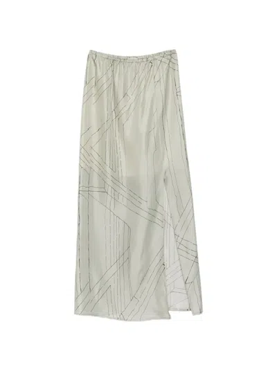Alysi Graphic-print Slit Skirt In Green