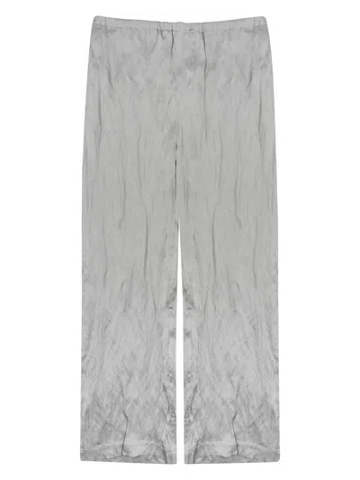 Alysi Grey Crinkled Textured Sheen Wide-leg Pants In Gray