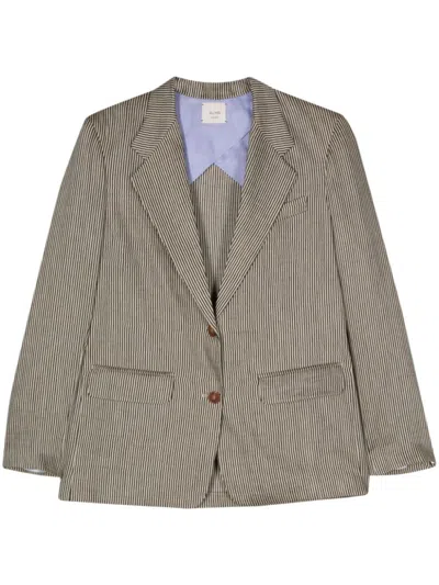 ALYSI GREY STRIPED SINGLE-BREASTED JACKET