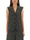 Alysi Button-front Vest In Gray