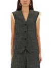 Alysi Button-front Vest In Gray