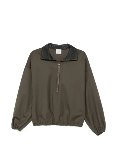 Alysi Half-zip Elasticated-hem Jacket In Green