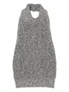 Alysi Halter-neck Knitted Top In Gray