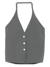 Alysi Halterneck Button Top In Gray