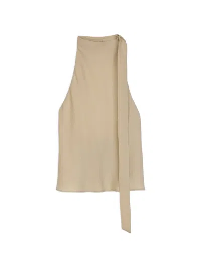 Alysi Halterneck Tie-detail Top In Neutral