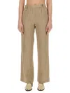 Alysi Linen Trousers Elastic Waist Belt Loops In Brown