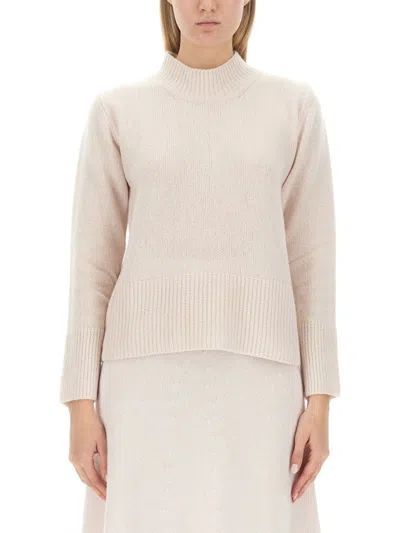 Alysi High Neck Wool Jersey In Gray