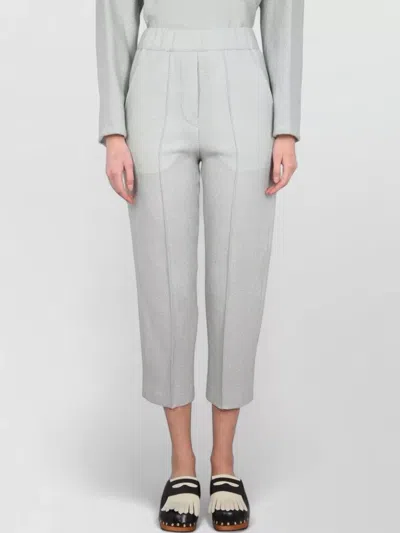 Alysi High Waist Cropped Pants Elastic Waistband In Gray
