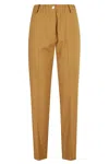 Alysi High-waisted Caramel Trousers With Elasticated Waistband In Brown